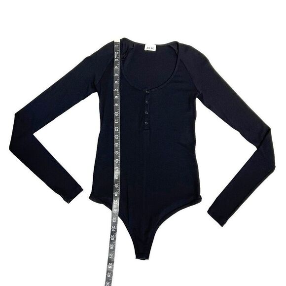 Alix Nyc Ribbed Bodysuit Black Long-Sleeve Soft Henley Size XSmall NWOT - Picture 10 of 14